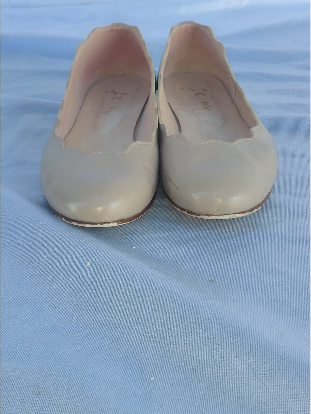 French Soles Leather Jigsaw Ballet Flat Round Toe Size 8